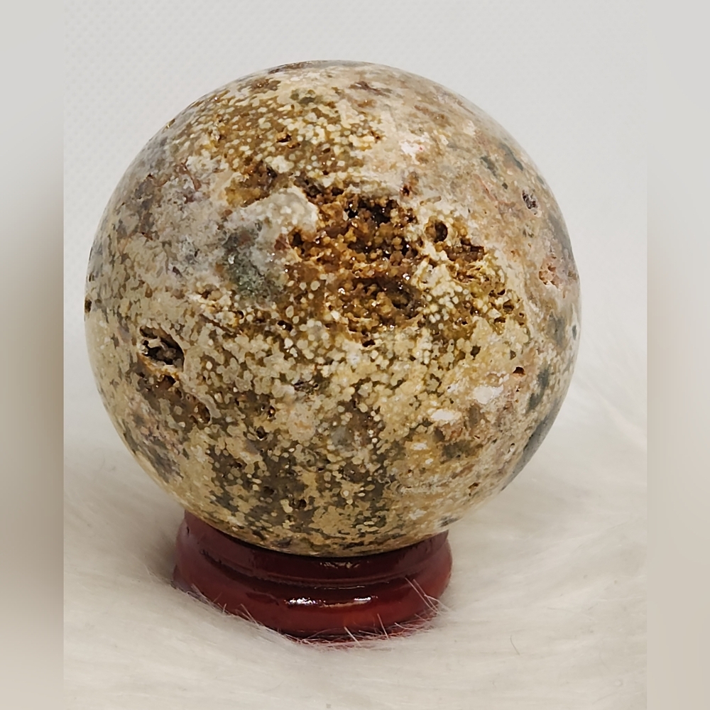 Orbicular Ocean Jasper Druzy Sphere Crystal Ball Natural Ocean Jasper Crystal